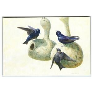 Vintage Purple Martins Bird Watcher's Digest Art Postcard David Plank 1992
